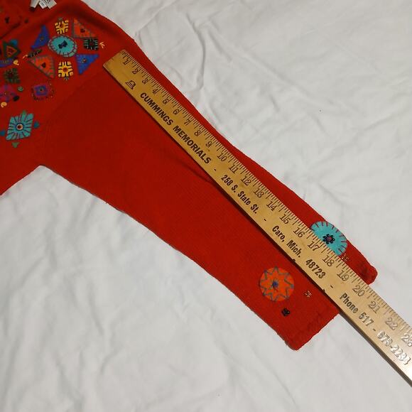 VTG Elements Exclusively Spiegel Women's Med Felted Cardigan Red Long-Sleeved - Picture 15 of 16